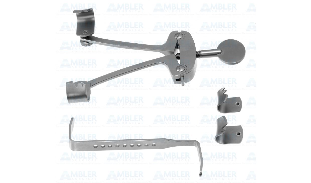 Henner Endaural Retractor, 13.0 Mm X 18.0 Mm Curved Blades, 6.0 Mm X 10.0 Mm & 12.0 Mm X 75.0 Mm Temporal Muscle Blades, 4 1/2" (11.4 Cm)